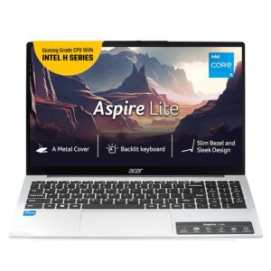 Acer Aspire Lite 12th Gen Intel Core i5-12450H Thin and Light Laptop (Windows11Home/16GB RAM/512GB SSD/MSO) AL15-52H, 39.62cm (15.6") IPS Full HD, Backlit Keyboard, Pure Silver, 1.7KG