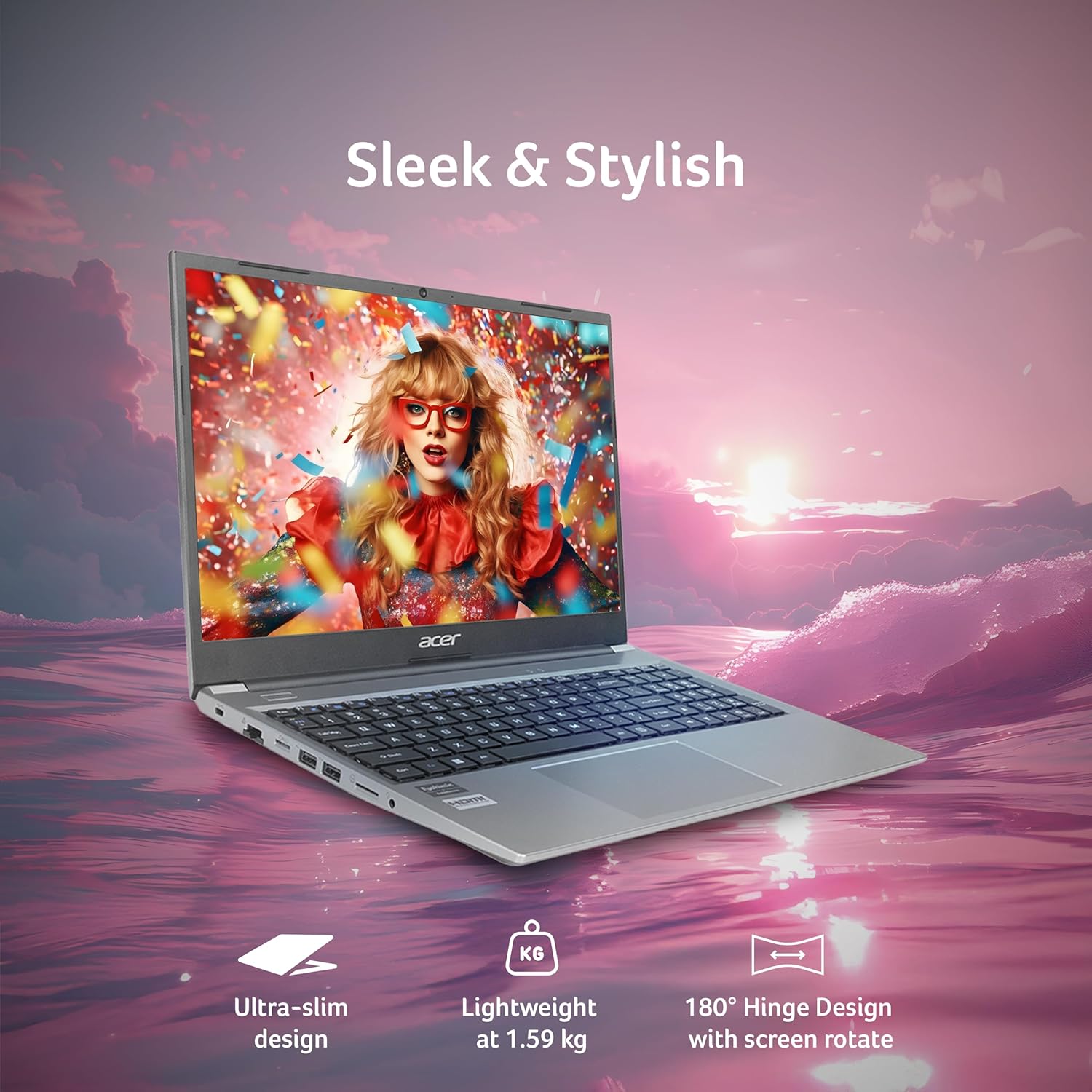 Acer AspireLite 13th Gen Intel Core i5-1334U Thin and Light Premium Laptop (Windows 11 Home/16 GB RAM/512GB SSD/MS Office) AL15-53 with 39.62cm (15.6") Full HD Display,Metal Body,Steel Gray,1.59 KG - Image 5